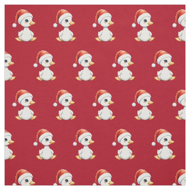 Festive Christmas Baby Goose with Santa Hat Red Stoff (Muster)