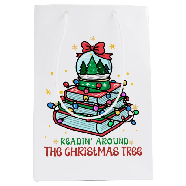 Festive Christmas Book Lover Mittlere Geschenktüte (Vorderseite)