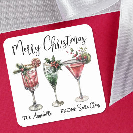 Festive Christmas Cocktail Gift Tag Sticker