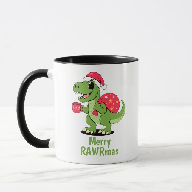Festive Christmas Dinosaur  Tasse (Links)