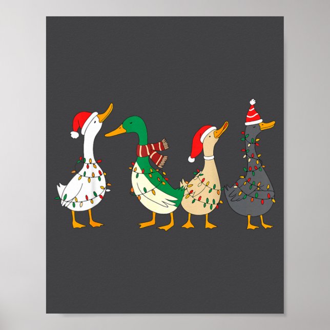 Festive Christmas Ducks Decorative Xmas Lights San Poster (Vorne)