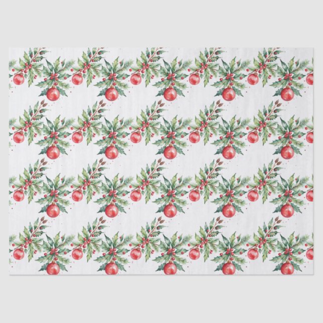 Festive Christmas Garland in Watercolor Seidenpapier (Vorderseite)