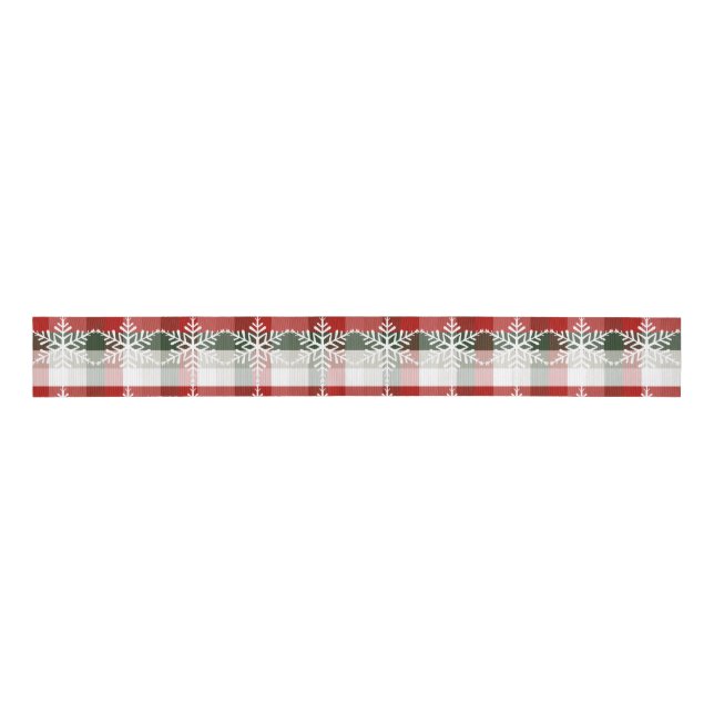 Festive Christmas | Holiday Plaid & Snowflake Desi Ripsband (Vorderseite)