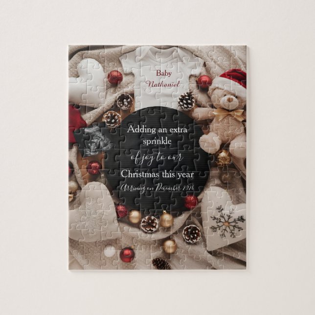 festive Christmas holiday Pregnancy Announcement Puzzle (Vertikal)