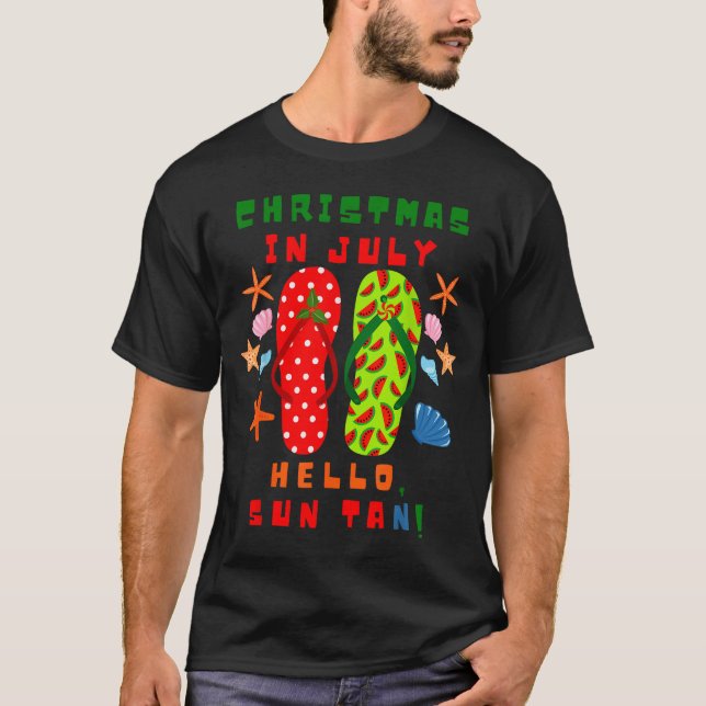 Festive Christmas In July Flip Flop Summer Beach F T-Shirt (Vorderseite)