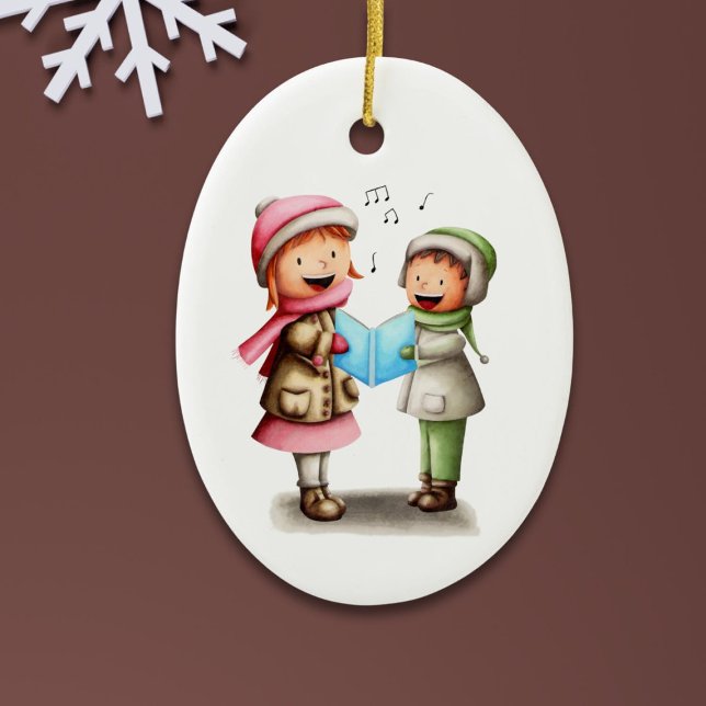 Festive Christmas Kids Caroling Keramik Ornament (Von Creator hochgeladen)
