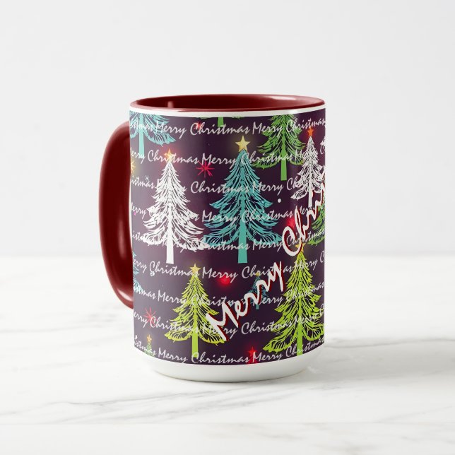 Festive Christmas Luxury Christmas Trees Tasse (Vorderseite Links)