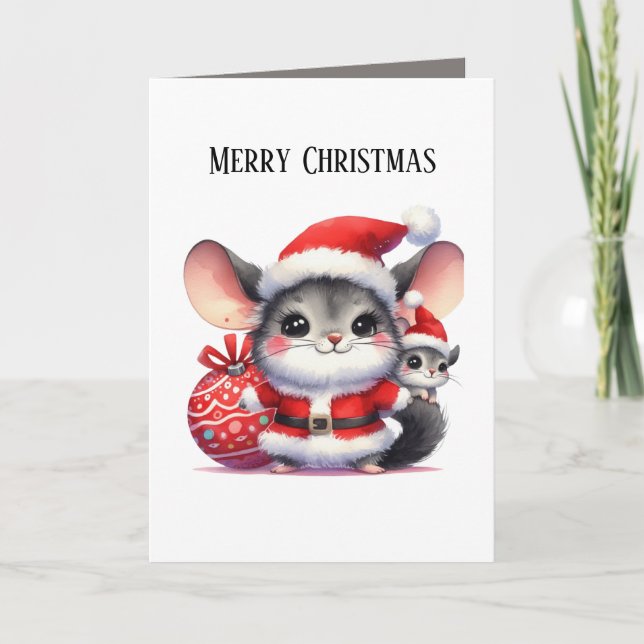 Festive Christmas mice add message  Feiertagskarte (Vorderseite)