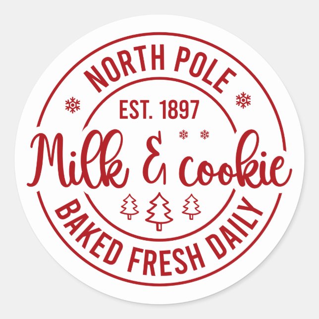 Festive Christmas North Pole milk cookie Runder Aufkleber (Vorderseite)