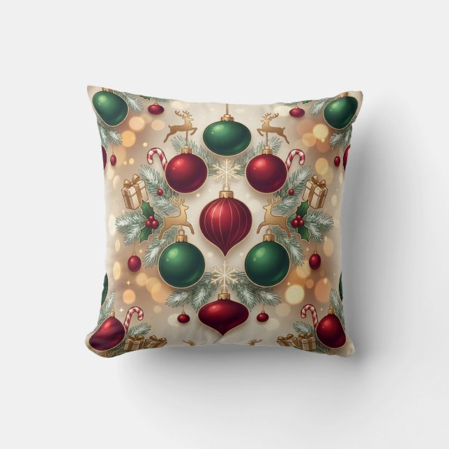 Festive Christmas Ornaments Holiday Throw Pillow Kissen (Vorderseite)
