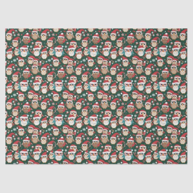 Festive Christmas Owls in Holiday Colors Seidenpapier (Vorderseite)
