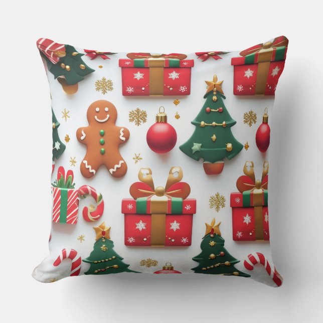 Festive Christmas Pattern Kissen (Vorderseite)