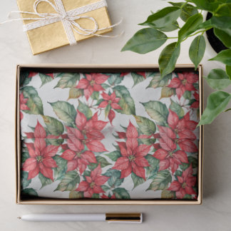 Festive Christmas Poinsettia in Watercolor Seidenpapier