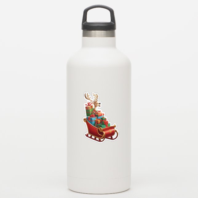 Festive Christmas Reindeer Sticker (Wassserflasche)