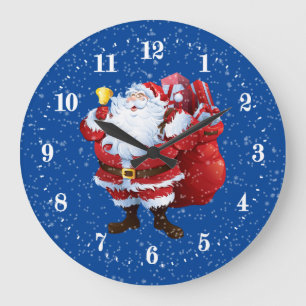 Festive Christmas Santa Holiday Large Clock Große Wanduhr