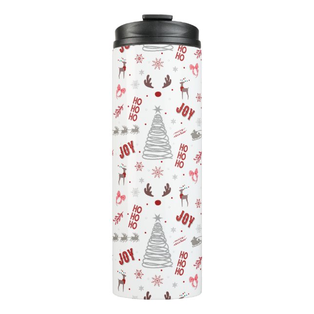 Festive Christmas – Santa, Reindeer & Joy Design Thermosbecher (Vorderseite)
