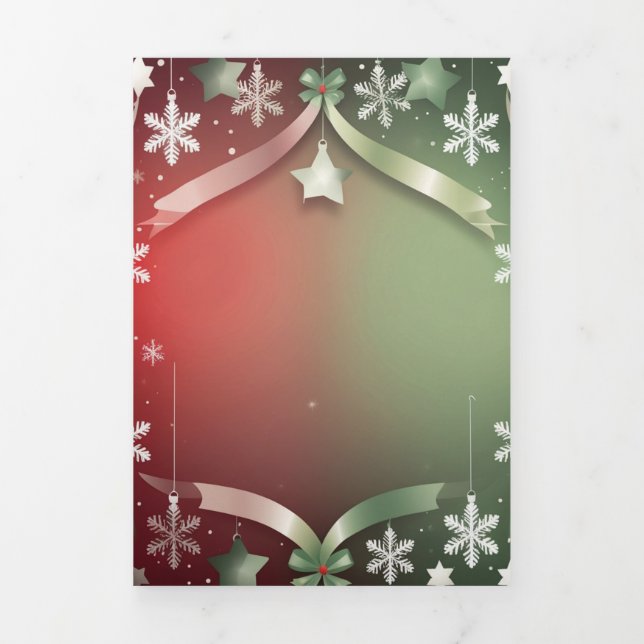 Festive Christmas Snowflake Frame with Stars  Dreifach Gefaltete Karte (Cover)