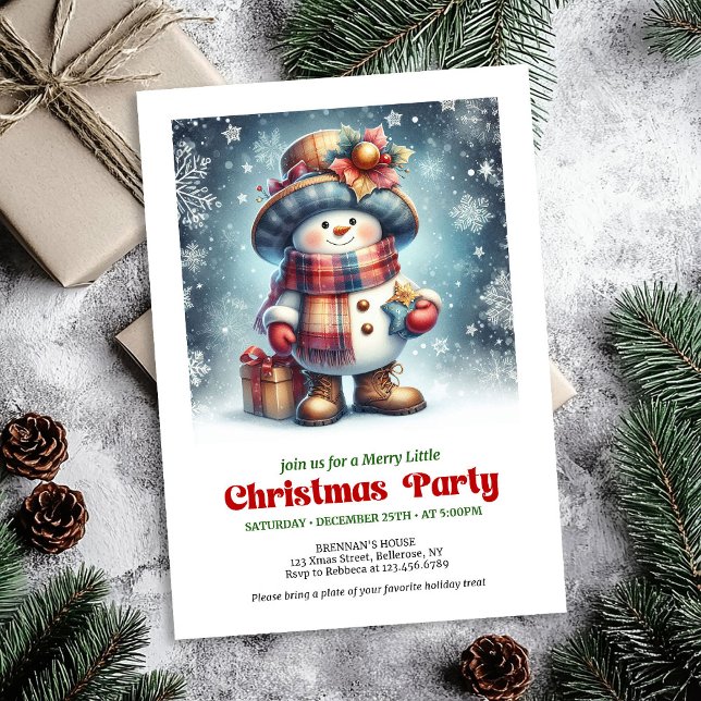 Festive Christmas snowman invite kids editable Einladung (Festive Christmas snowman invite kids cheer editable

)