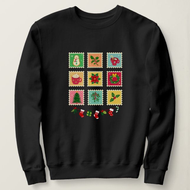 "Festive Christmas Stamp Collection Sweatshirt (Design vorne)
