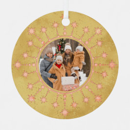 Festive Christmas Star: Pink and Gold Photo Ornament Aus Metall