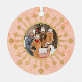 Festive Christmas Star: Pink and Gold Photo Ornament Aus Metall