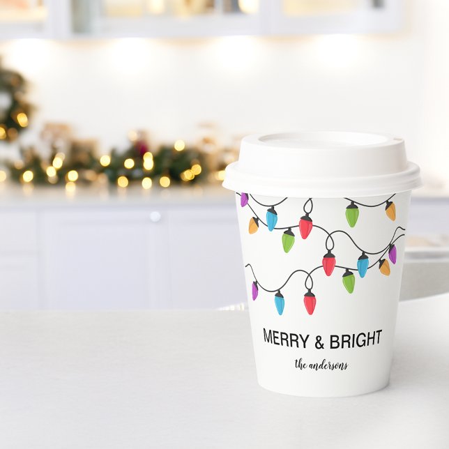 Festive Christmas String Lights Personalized Pappbecher (Festive Christmas String Lights Personalized Paper Cups)