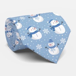 Festive Christmas tiled snowman pattern Krawatte