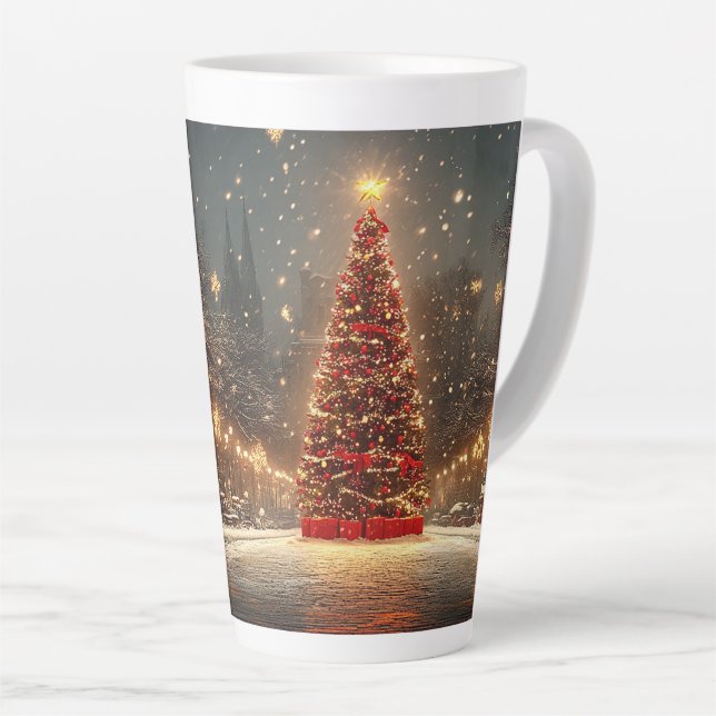 Festive Christmas Tree with Cozy Winter Design gif Milchtasse (Rechte Ecke)