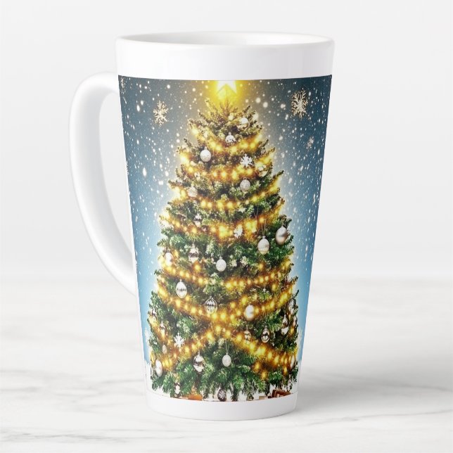 Festive Christmas Tree with Cozy Winter Design gif Milchtasse (Linke Ecke)