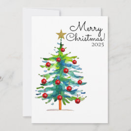 Festive Christmas Tree With Red Ornaments Feiertagskarte