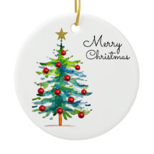 Festive Christmas Tree With Red Ornaments