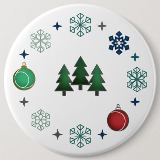 Festive Christmas Trees & Snowflakes Button