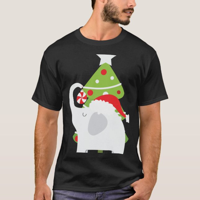 Festive Christmas White Elephant Add Text T Shirt  (Vorderseite)