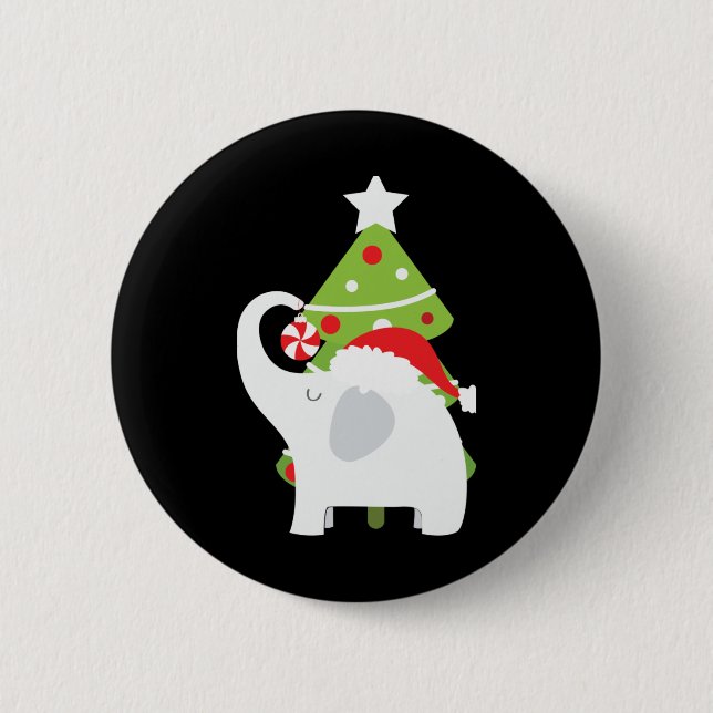 Festive Christmas White Elephant Add Text T Shirt  Button (Vorderseite)
