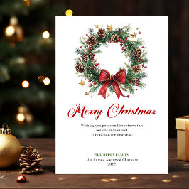 Festive Christmas Wreath Greeting Digital Template Feiertagskarte
