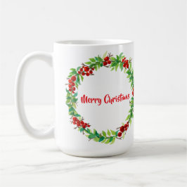 Festive Christmas wreath with red berries Kaffeetasse