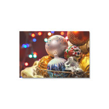 Festive Colorful Christmas Ornaments in Basket