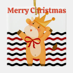 Festive Cow Christmas, Pretty And Elegant Keramikornament