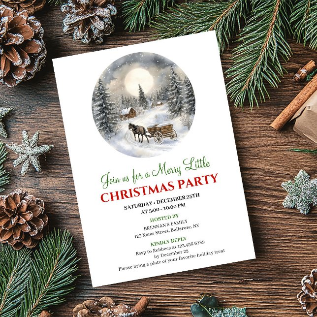 Festive Cozy Winter Scene Christmas Invitation Einladung (Festive Cozy Winter Scene Christmas Invitation)