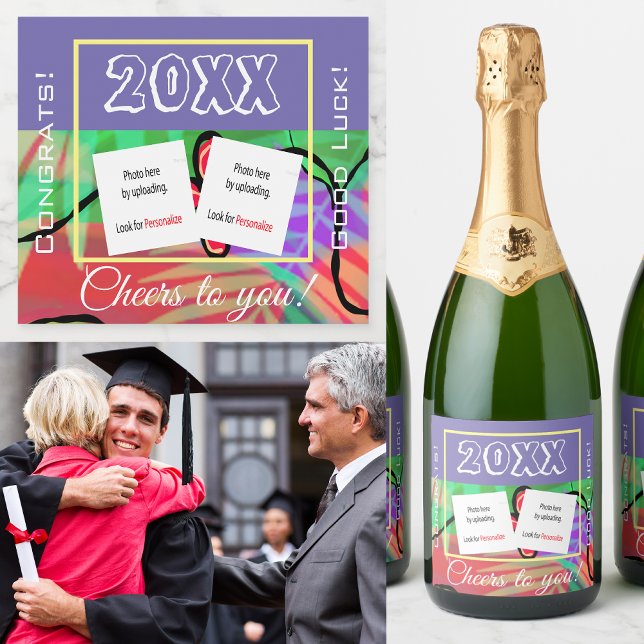 Festive Custom Photo Sparkling Wine Beverage Label (Von Creator hochgeladen)