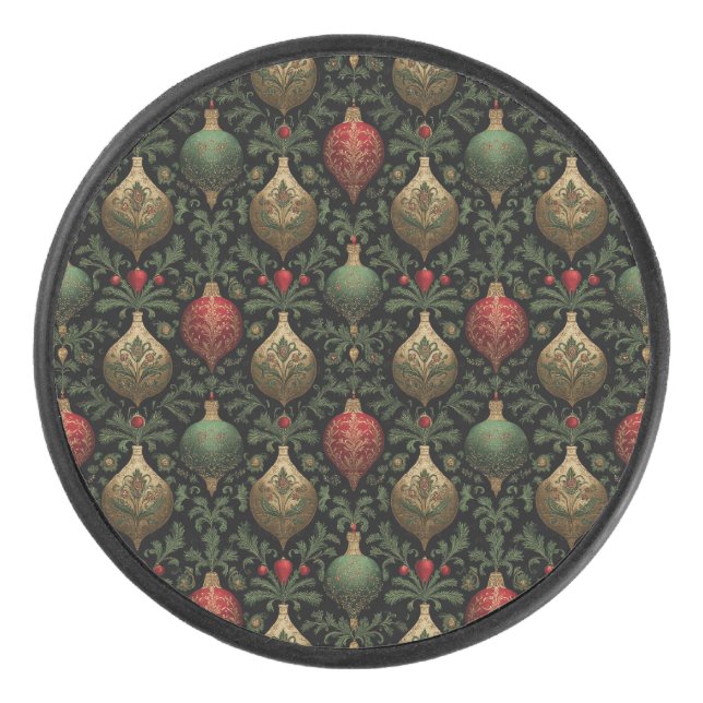 Festive Damask  Eishockey Puck (Vorderseite)