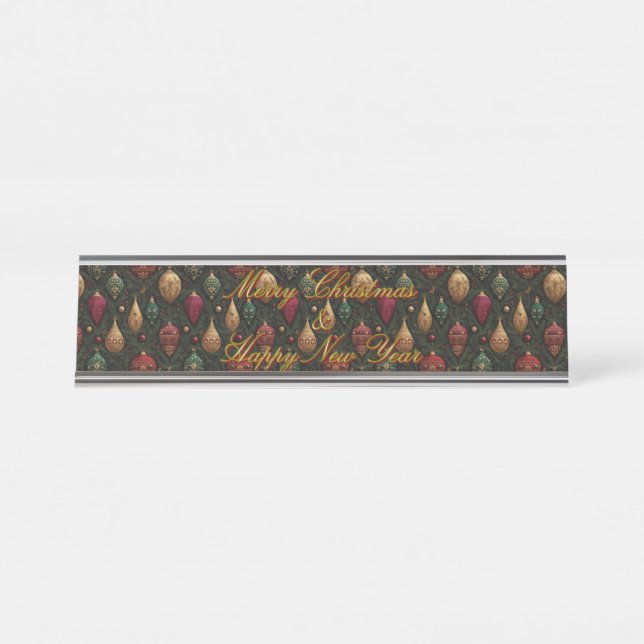 Festive Damask  Schreibtischnamensplakette (Vorderseite )