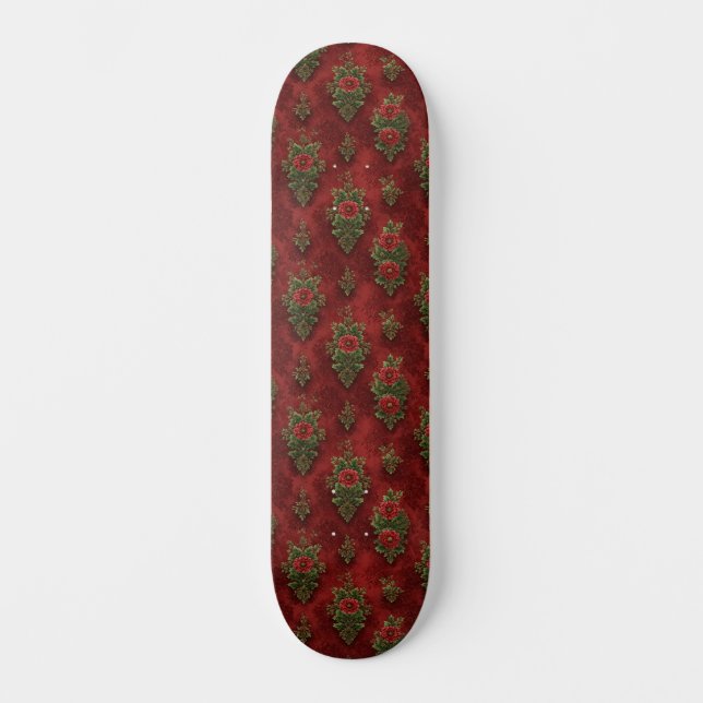 Festive Damask  Skateboard (Vorderseite)