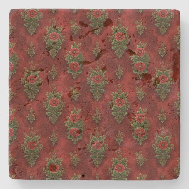 Festive Damask  Steinuntersetzer (Vorderseite)