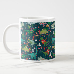 Festive Dinosaurier Weihnachtsmuster Jumbo-Tasse