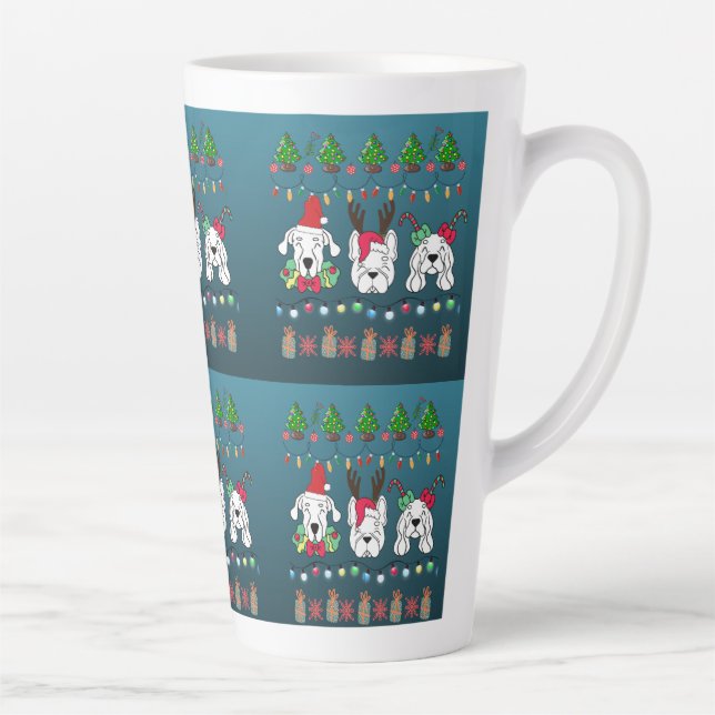 Festive dogs Christmas pattern - cute hoiiday dogs Milchtasse (Rechts)