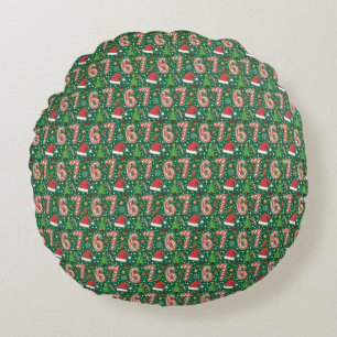 Festive Doodle 6-7 Meme Weihnachten Rundes Kissen
