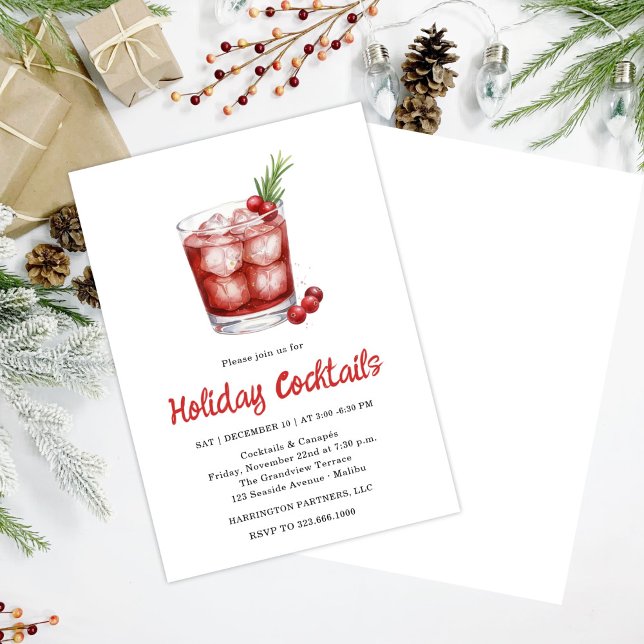 Festive Drinks Celebration, Winter Holiday Einladung (Von Creator hochgeladen)