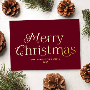 Festive Elegance Burgundy Frohe Weihnachten Folien Feiertagskarte