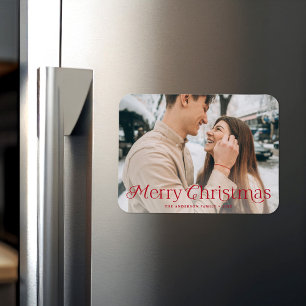 Festive Elegance Merry Christmas Photo Magnet